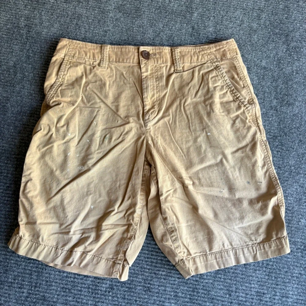 Urban Pipeline Mens SuperFlex Flat Front Chino Shorts Tan Khaki Size 33